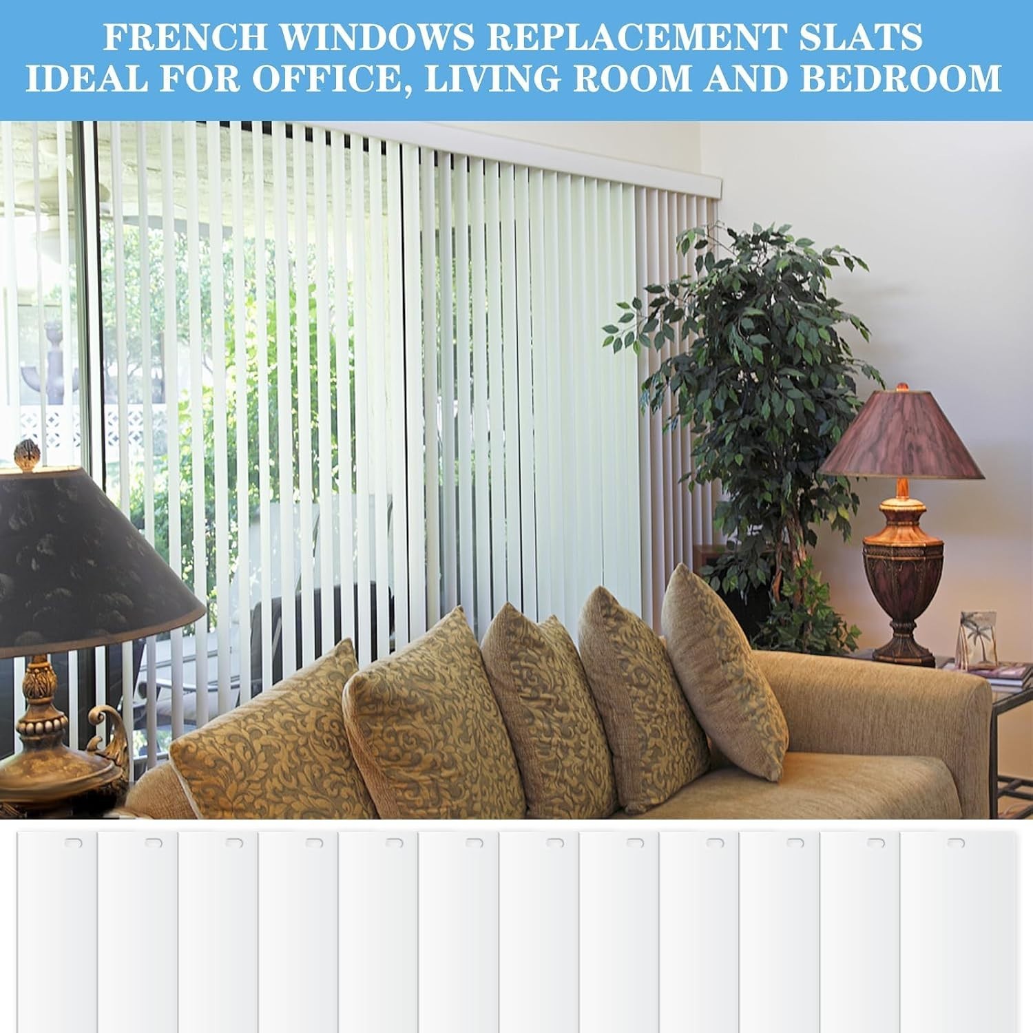 25 Pack 82.5″ PVC Vertical Blinds, White Replacement Slats