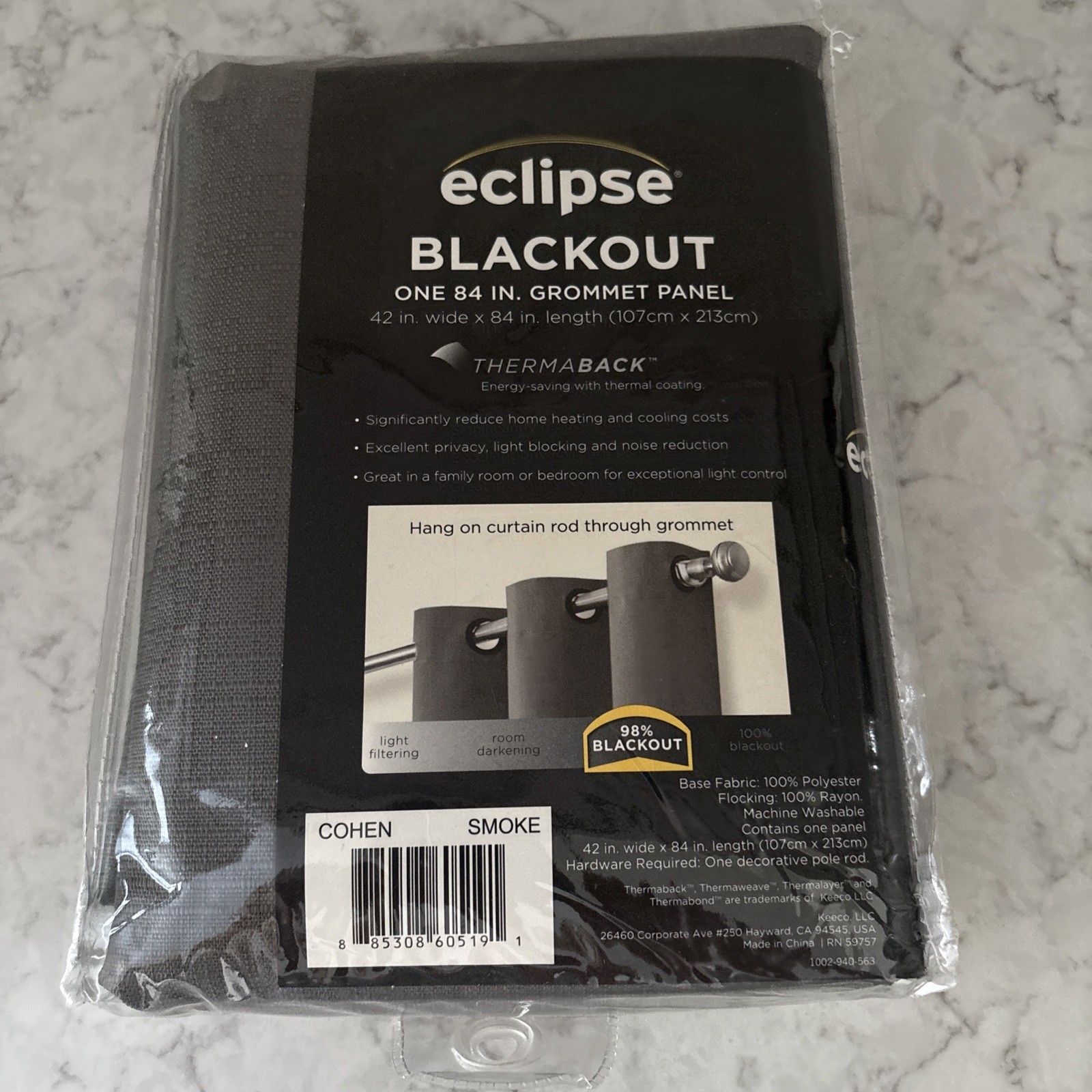 Eclipse Blackout Cohen Smoke Color Window Panel 42 x 84 New