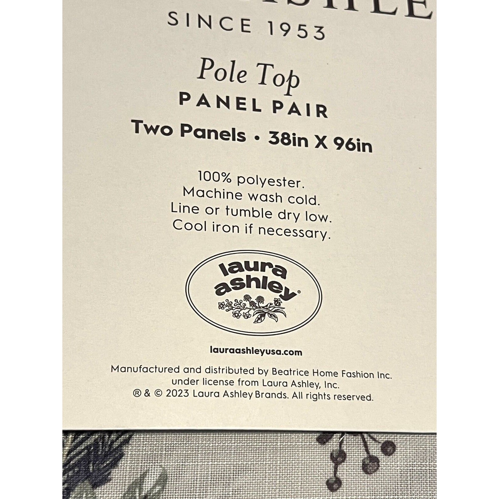 Laura Ashley Belvedere Peacock Curtains 2 Panels Navy Blue Green Ivory 38”x 96”