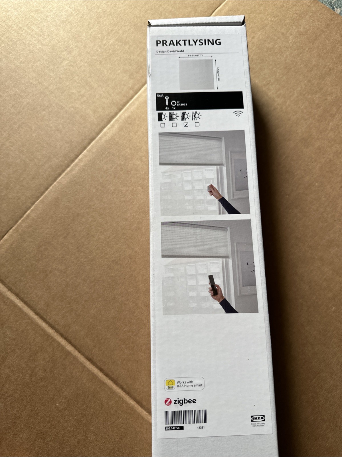 IKEA PRAKTLYSING Smart Cellular Blind 27×76¾” Wireless Battery White-NEW
