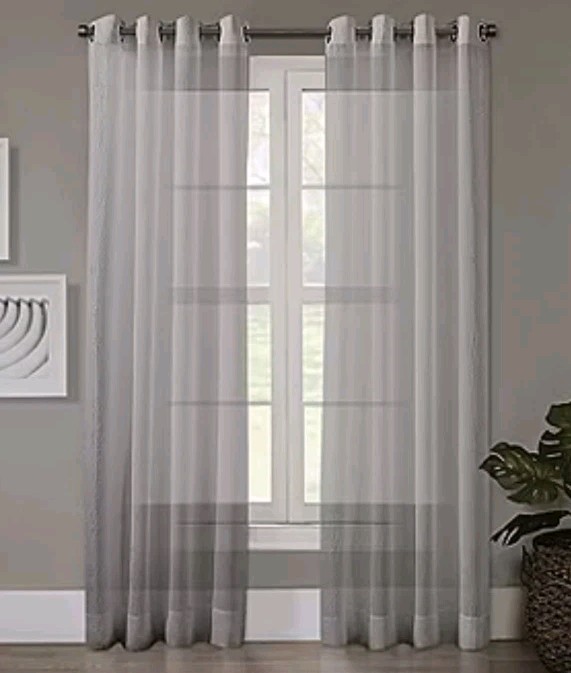 regal Home Sheer Grommet Top Single Curtain Panel Silver Gray / 50″ x 84″