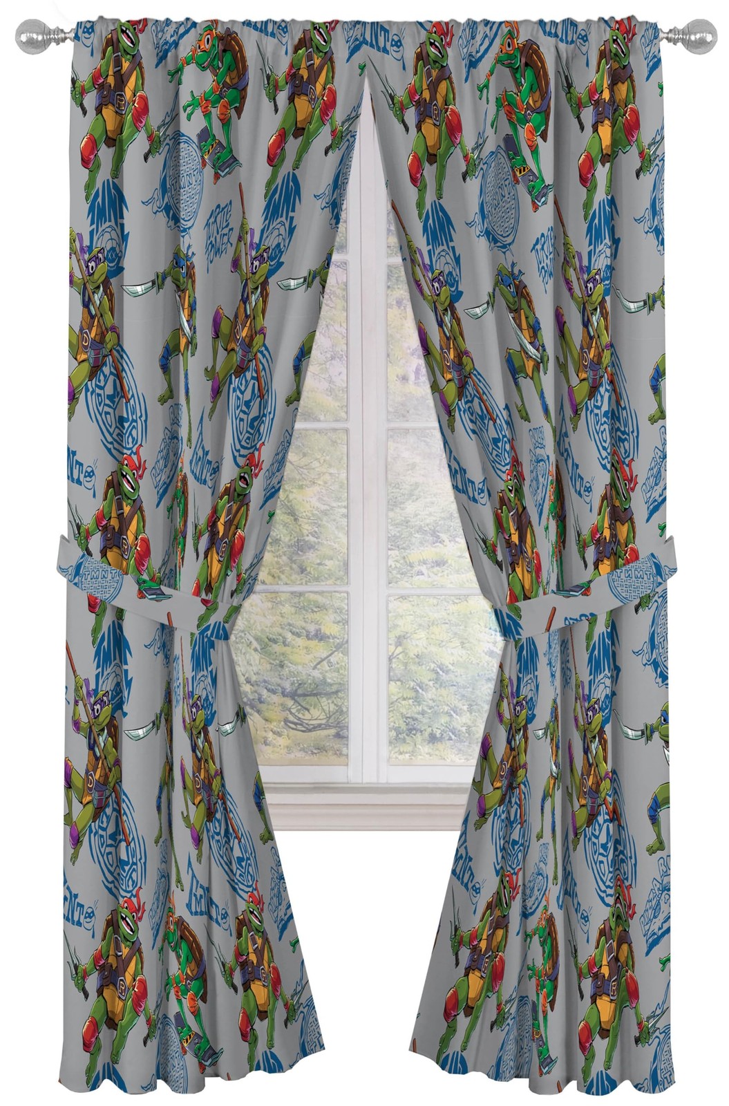 Window Curtains for Kids Bedroom 4-Piece Drape Set with 2 Tiebacks, Grey – Te…