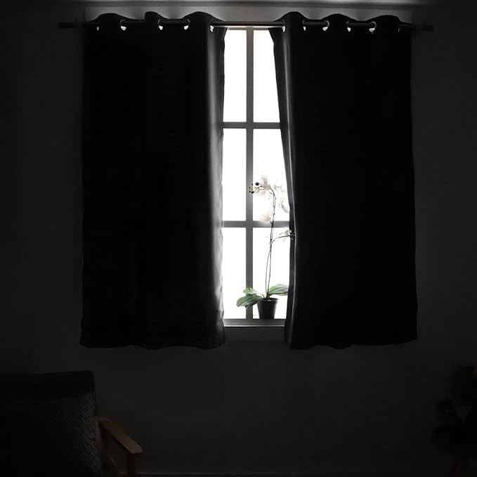 40 Inches Length Beige Blackout Curtains for Kitchen Window – Short Thermal I…