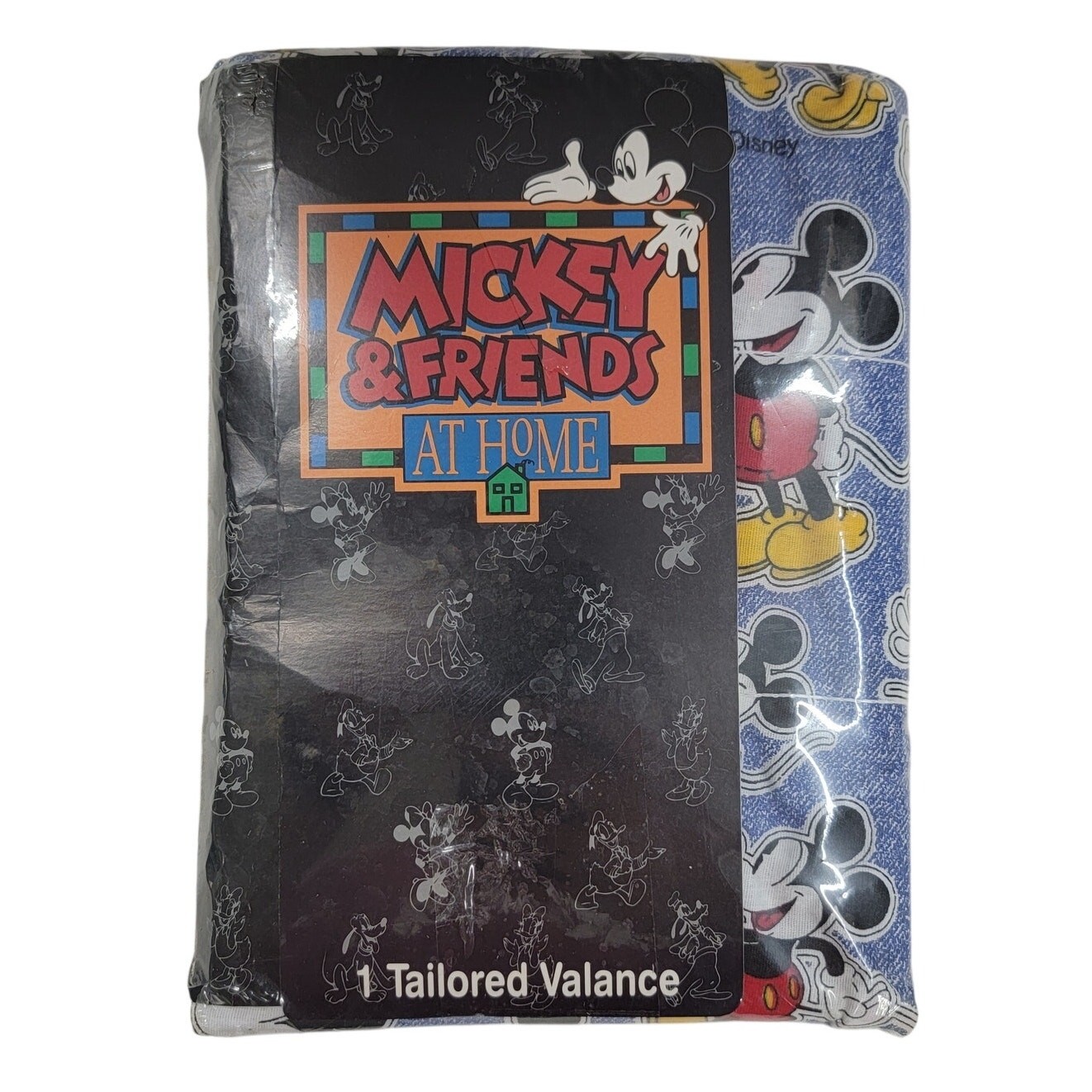 Vintage Disney Mickey & Friends Denim Valance Wamsutta 80×14 NIP 1992 USA Made