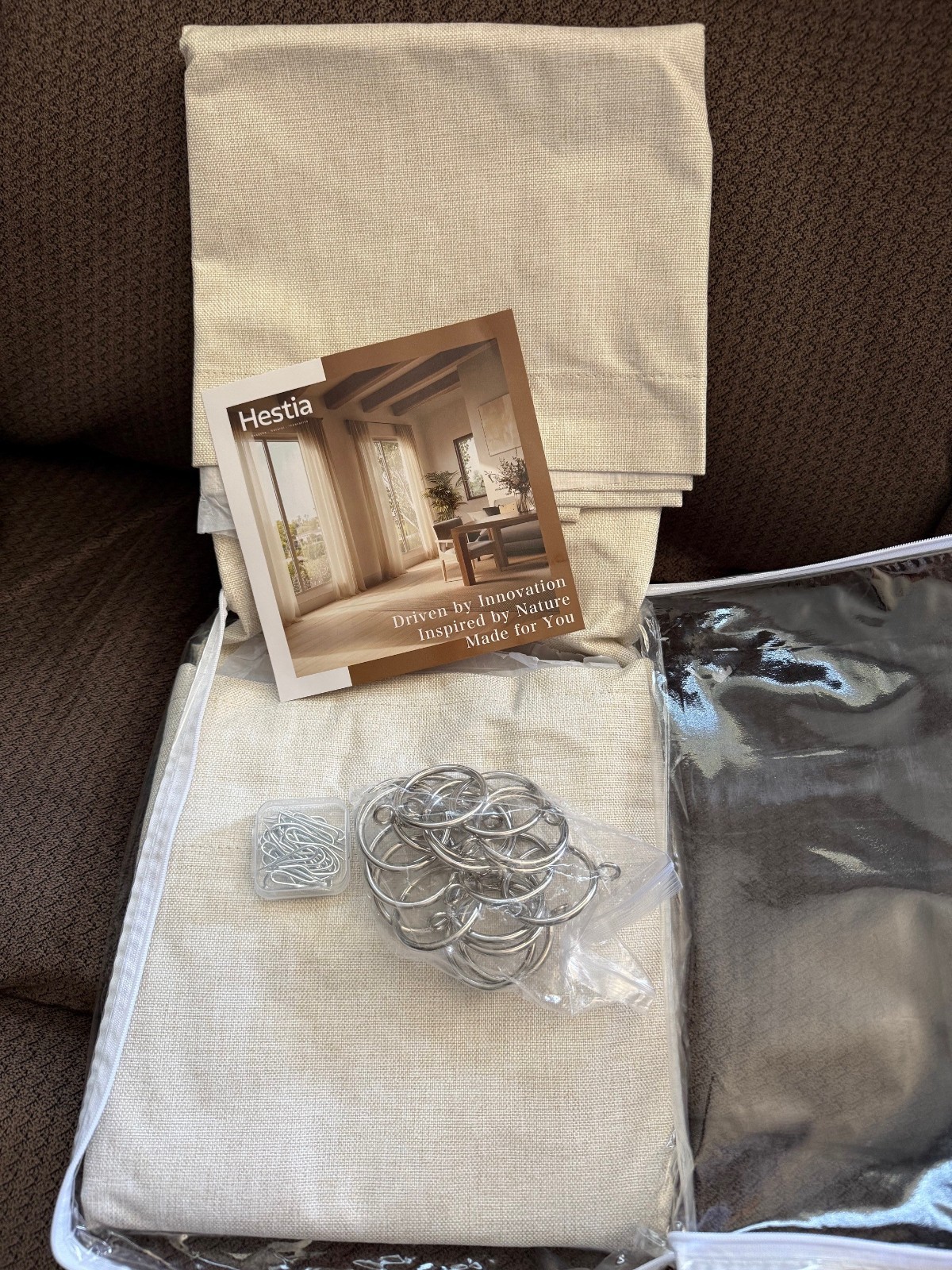 Hestia blackout curtains neutral color 52″ by 44″ new in bag with accessories