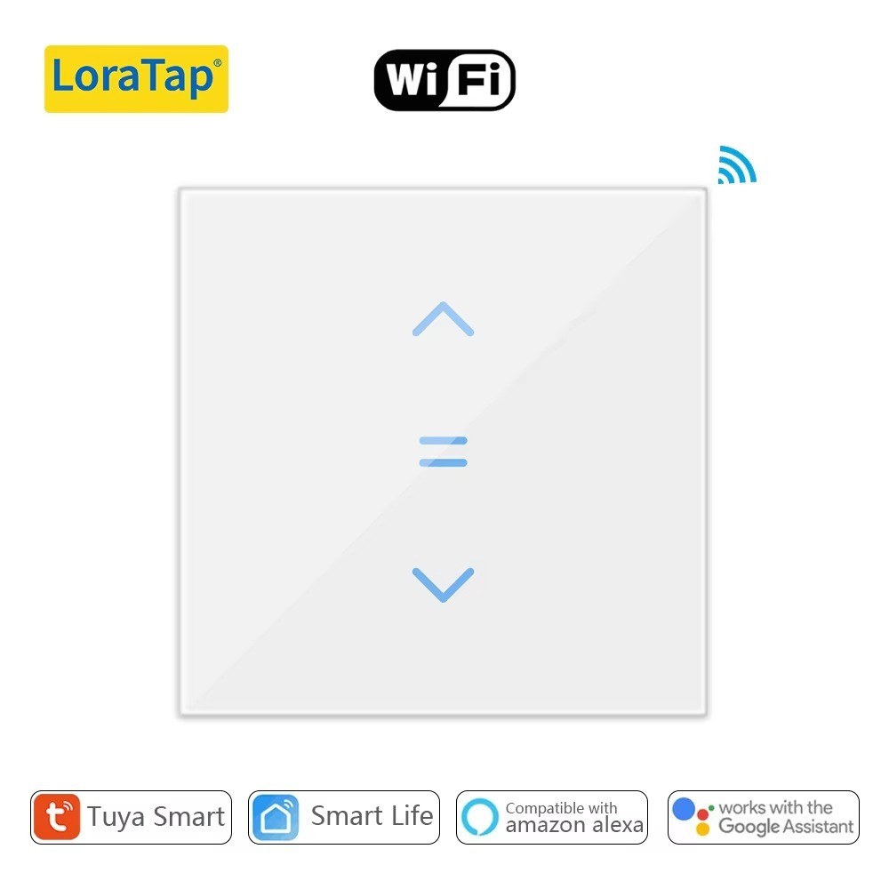 WiFi Smart Curtain Switch Tuya Google Home Alexa Roller Shutter 86mm/3.4″ Panel