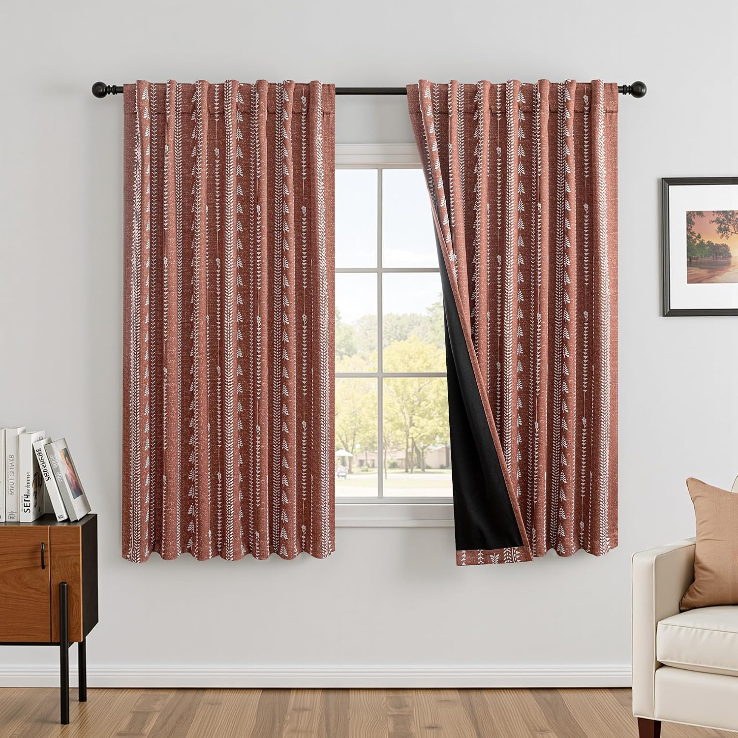 Boho Terracotta 95% Blackout Curtains – 84 Inch Long Rustic Western Decorative P