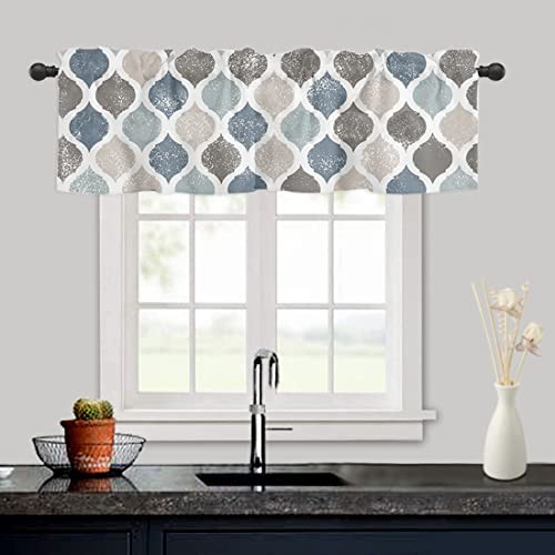 54″ X 18″ Curtain Valance for Windows, Moroccan Pattern Moroccan Style – Blue