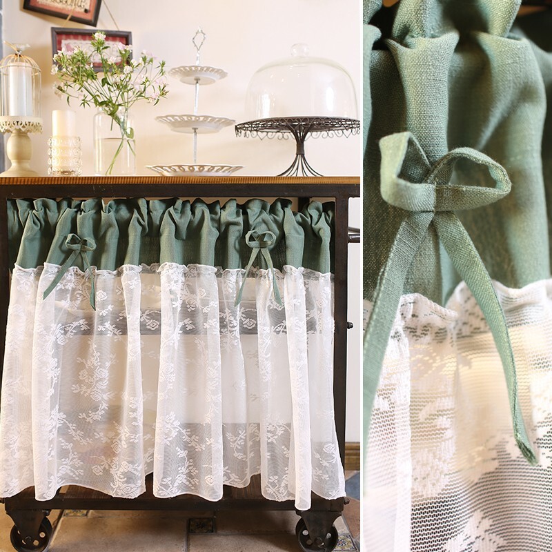 Lace Half Short Curtain Cabinet Cafe Window Drape One Panel Valance Home Decor