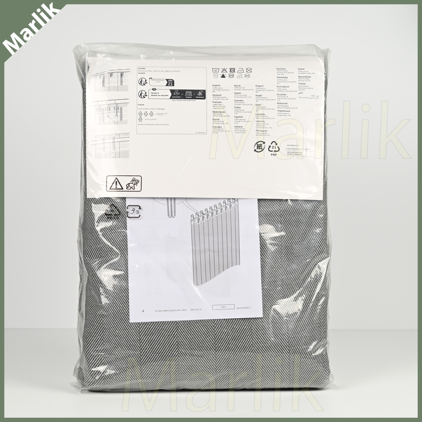 Ikea Tibast Curtains w Heading Tape Darkening 1 pair 57×98″ Chevron Sage Green