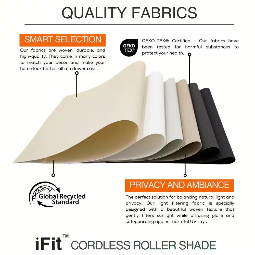 Cut-To-Size 44 In. W X 73 In. L Black Cordless Room Darkening Polyester Fabric R