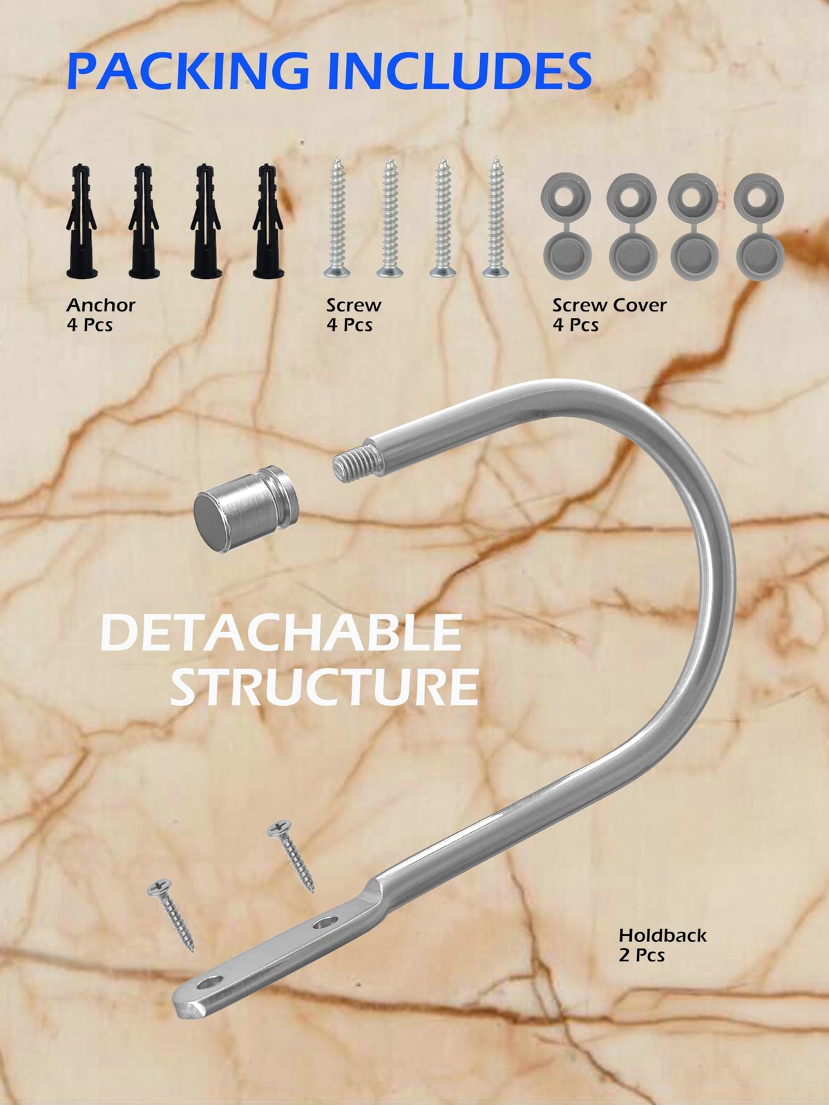 Arnorx Decorative Curtain Holdbacks, Wall Mounted Matte Brushed Nickel