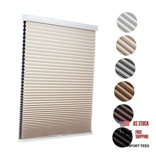 Cordless Blackout Cellular Shades for Windows – Honeycomb 46″w x 72″h – Beige