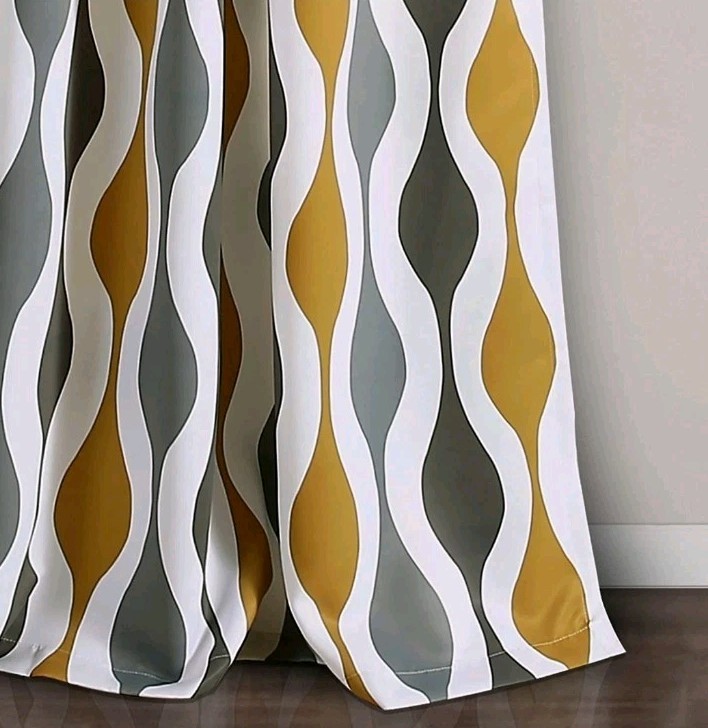 Half Moon Mid CenturyGeo Room Darkening Window Curtain, 84″x54″ Each Panel. PAIR