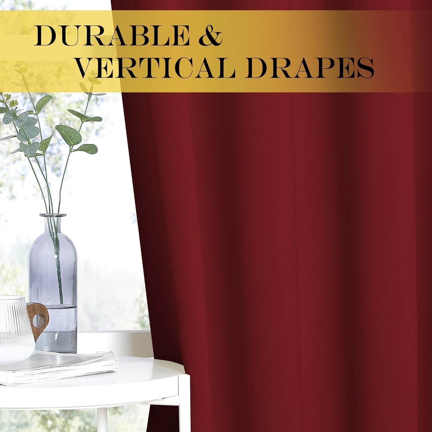 Extra Long Blackout Drape – 52-inch by 108-inch, Burgundy Red, Sold as 1 Pane…