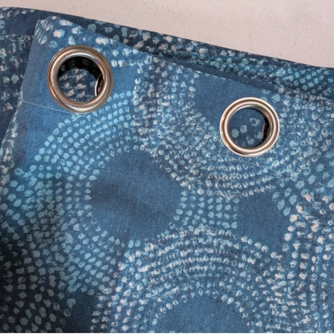 Teal Blue Patterned Curtains – 96″ L X 52″ W – Boho Circles Style – Grommet