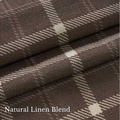 Pinch Pleated Plaid Curtains 2 Panels, W40 x L96 in, Linen Blend Light Filtering