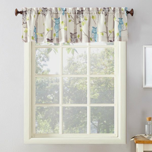 Owls Whimsical Retro Room Window Valance, Modern 56″x14″, All Over Print – NEW