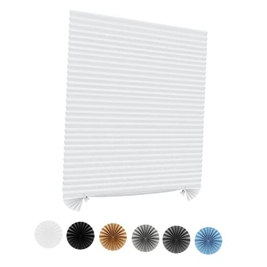 Window Blinds Cordless No Drill Cut to Size Clip On 24″W x 59″H White – 1 Pack