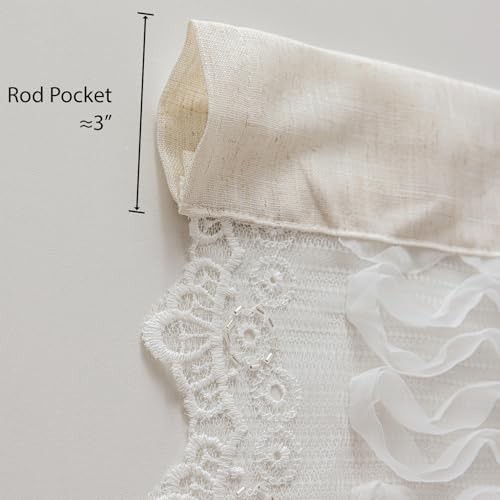 Ruffle Lace Valance for Ruffle Lace – Linen Top 50″W x 24″L (Pack of 1) White