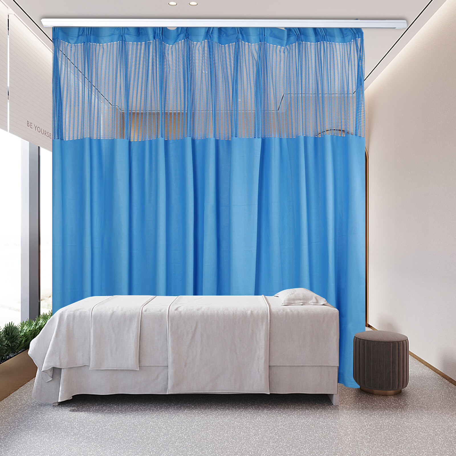 Room Divider Curtain Blue SPA Salons School Nursery Screen Partition 12ft x 8ft
