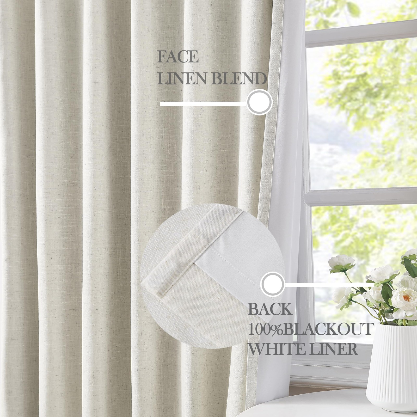 Hillcrest 72″ Linen Blend Full Blackout Pinch Pleat Curtains 2 Panels Natural