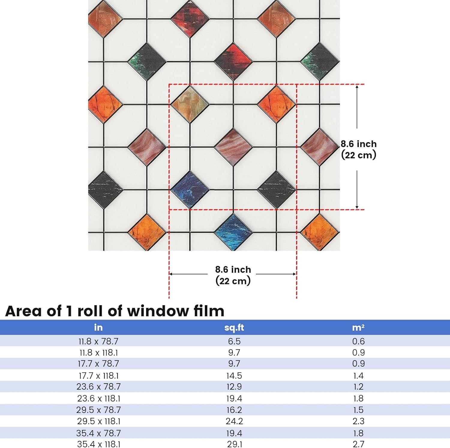 Stylish Geometric Window Clings, Easy Static Cling Installation, 17.7in x 78.7in