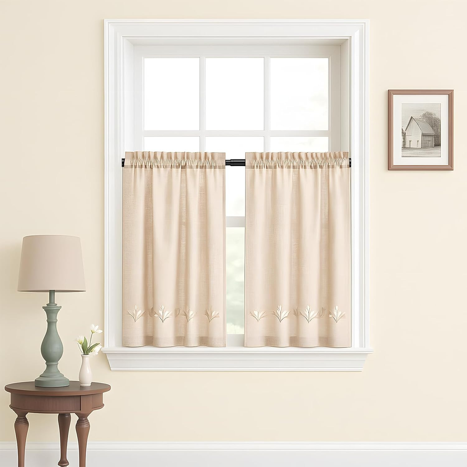 2 Pack Spring Tension Curtain Rod for Windows 26 to 39 Inch Black Small Tension