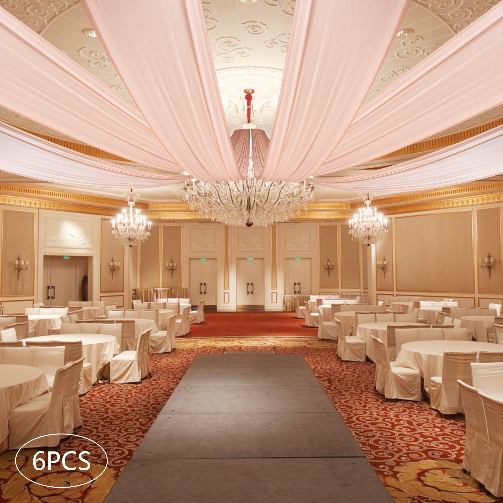 Deep Rose Ceiling Drapes for Wedding5Ftx30Ft Sheer Curtains Chiffon Drapin New