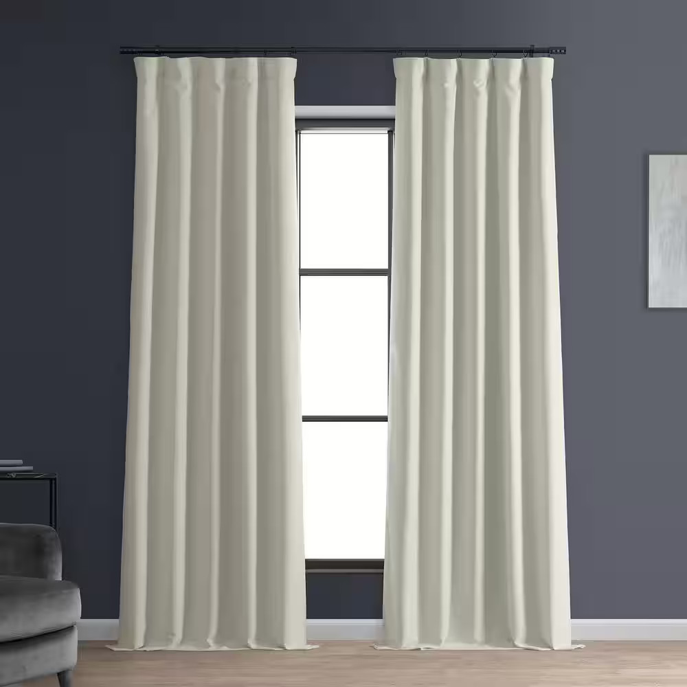 Signature off White Faux Linen Solid Curtain 50 In. W X 96 In. L – Rod Pocket Bl