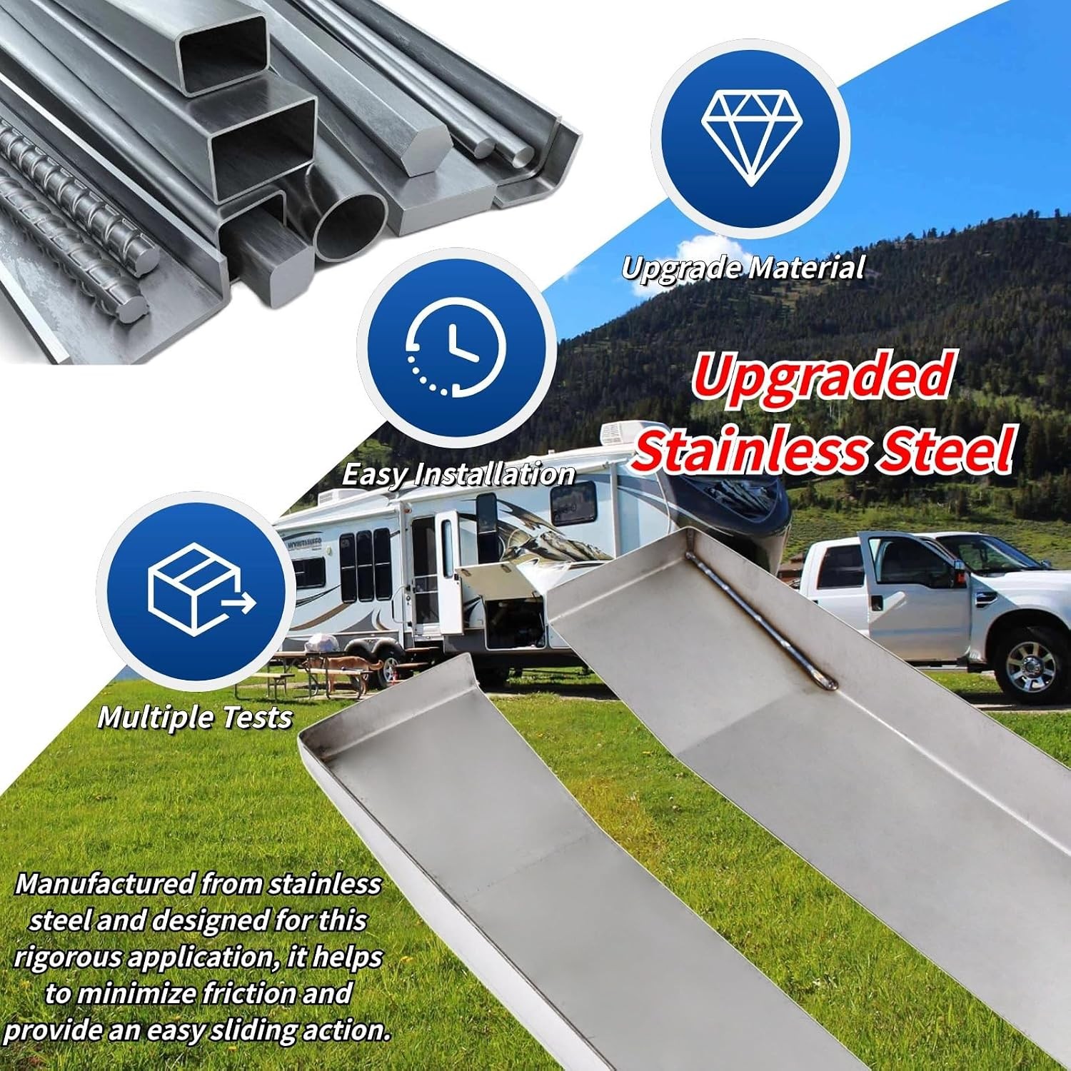 Stainless Steel RV Corner Protector Slide Out Ski Set Floor Saver Edge Protector