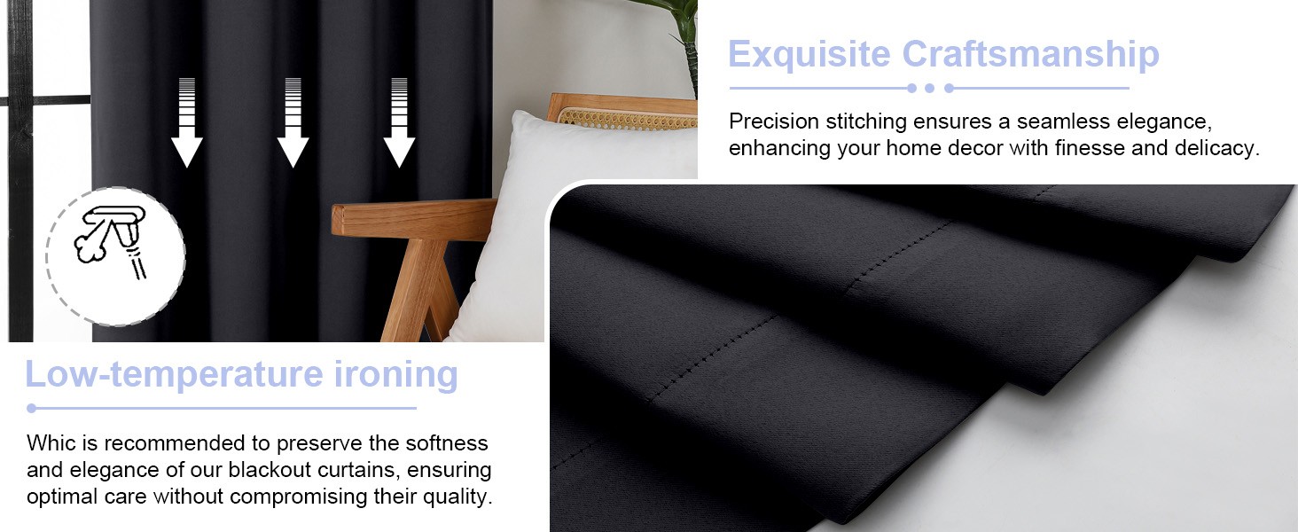 Ava Blackout Extra Long 10ft Curtains for Patio 120 Inches Long 2 Panels Set,