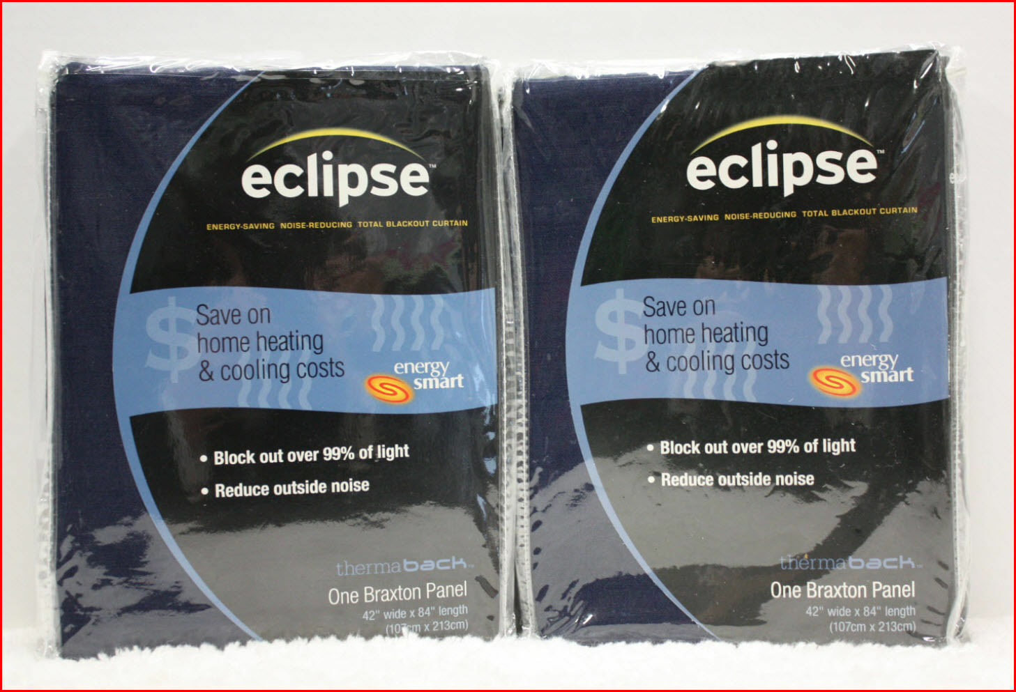 2 PANELS – Eclipse BRAXTON Drapes Curtains – THERMAL BLACKOUT – 84″ Long BLUE