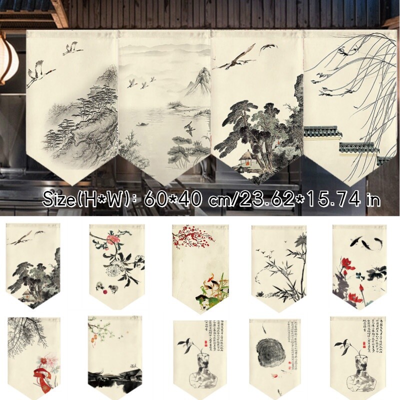 Kitchen Short Doorway Curtains Canvas Noren Blackout Valance Room Divider