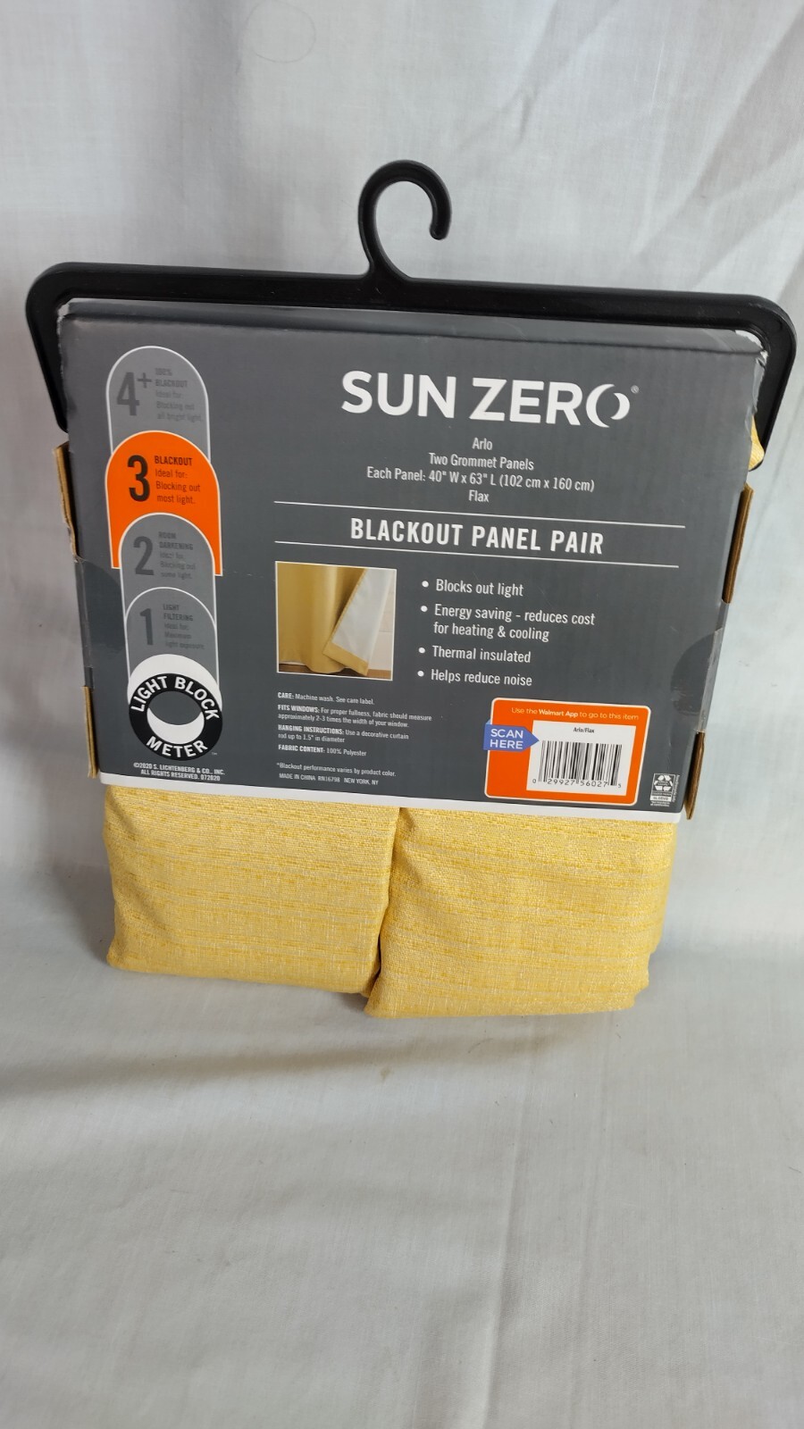 Sun Zero Arlo Textured BLACKOUT Sunflower Curtains Panel 2 pack 40” W x 63” L