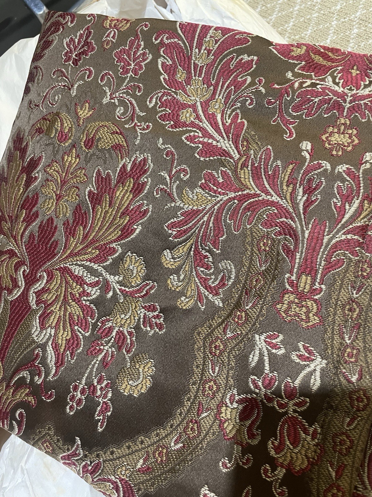 PAIR JC Penney Madden ELIZA Coffee Red Luxury Lined Curtain Drape Panels 108″L