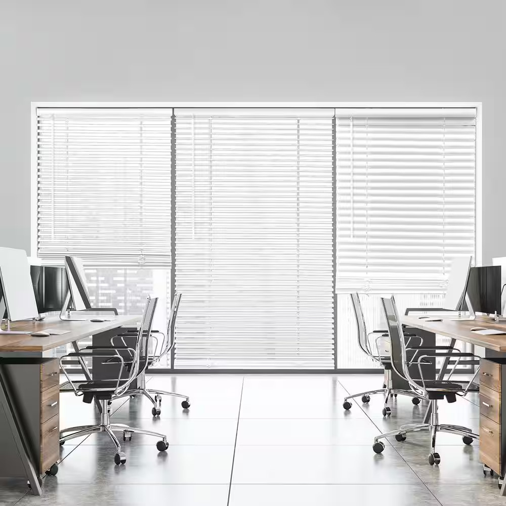 White Cordless Light Filtering Eco Mini Blinds with 1 In. Slats – 27 In. W X 48
