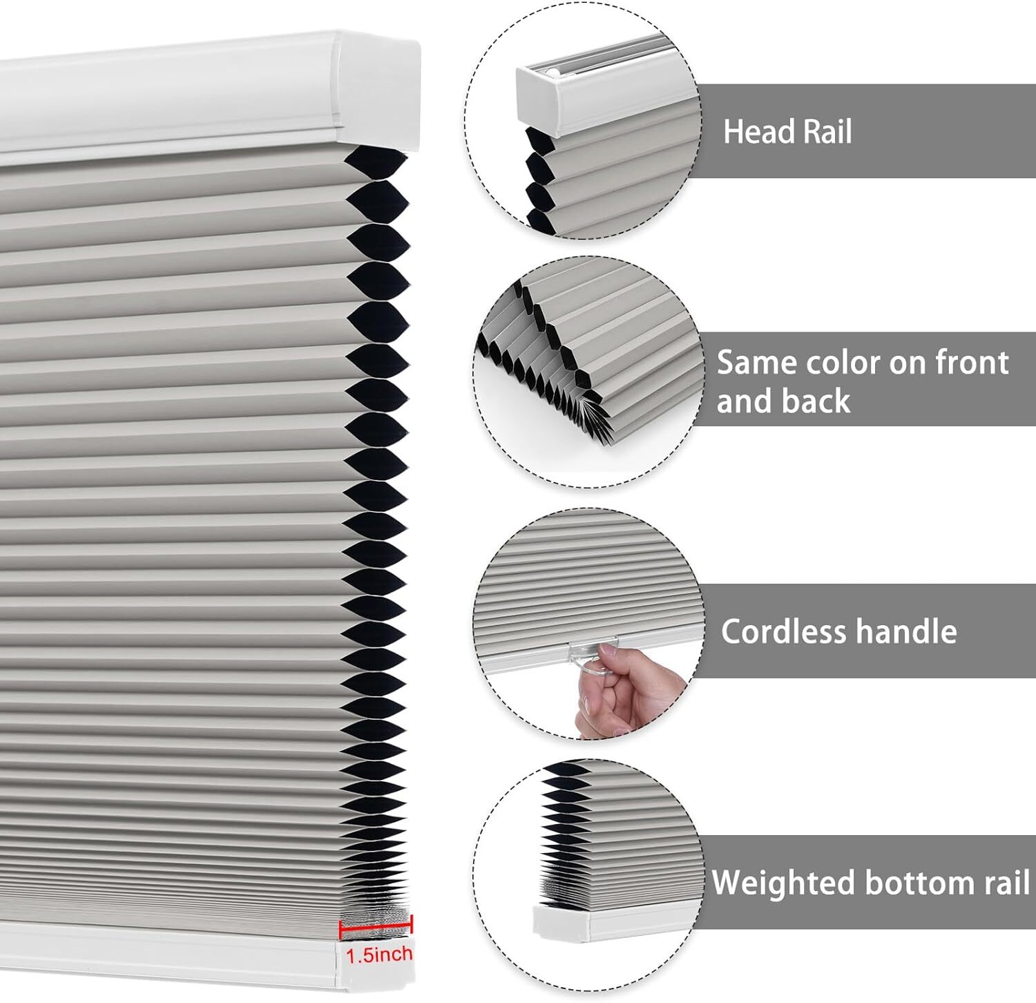 Changshade CUSTOM Made Blackout Cordless Honeycomb Cellular Shades Window Blinds