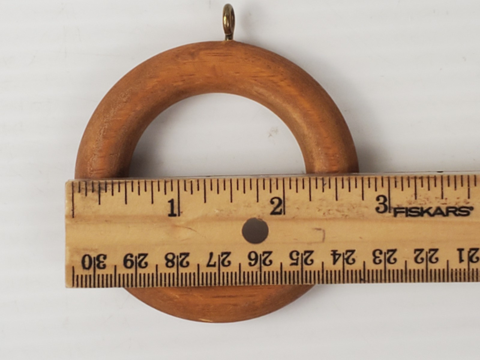 14 Vintage Wooden Curtain Rod Drapery Rings With Eyelets OD 2-3/4” ID 1-3/4”