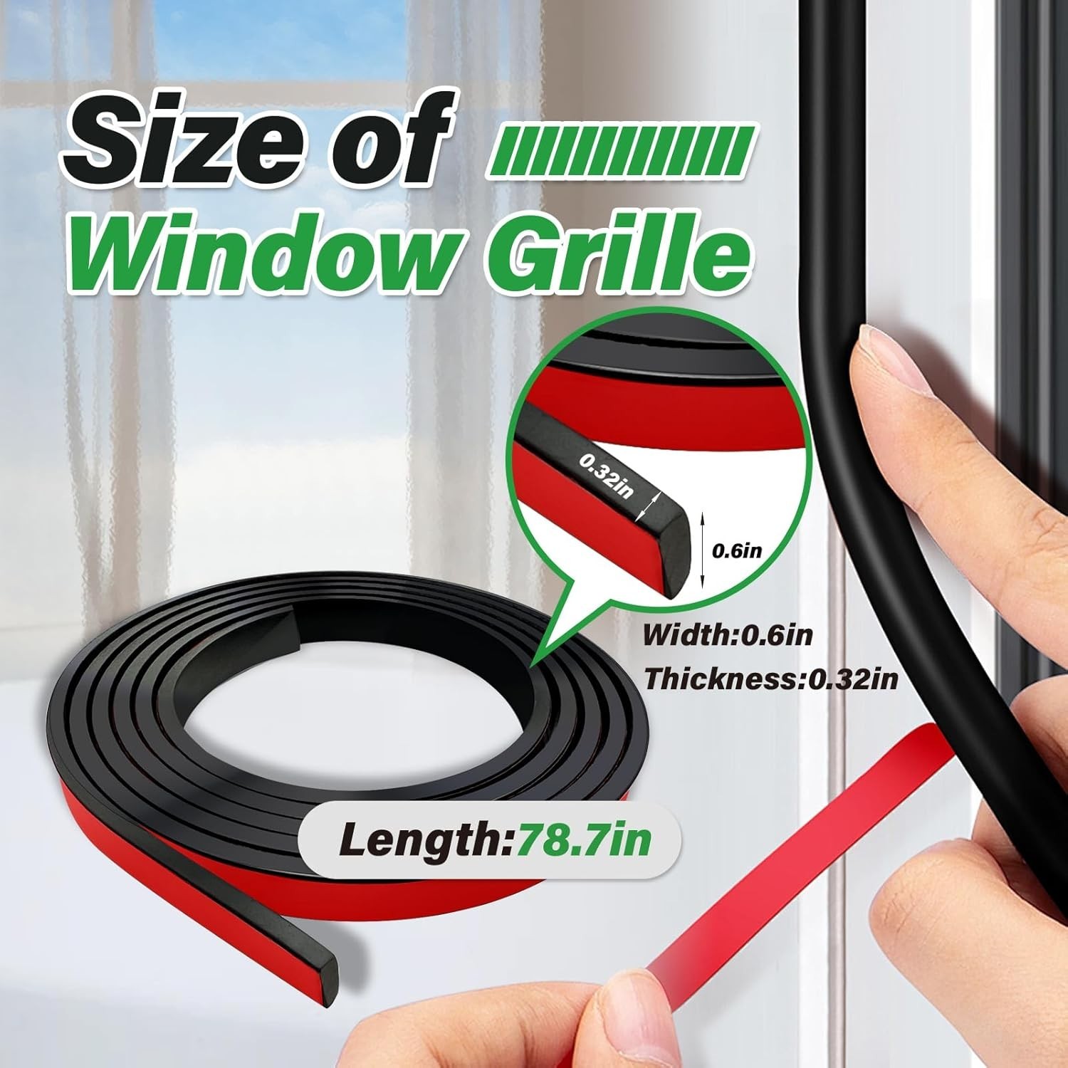 5 PCS Window Grid Kit PVC Black Peel and Stick DIY Window Grille Inserts