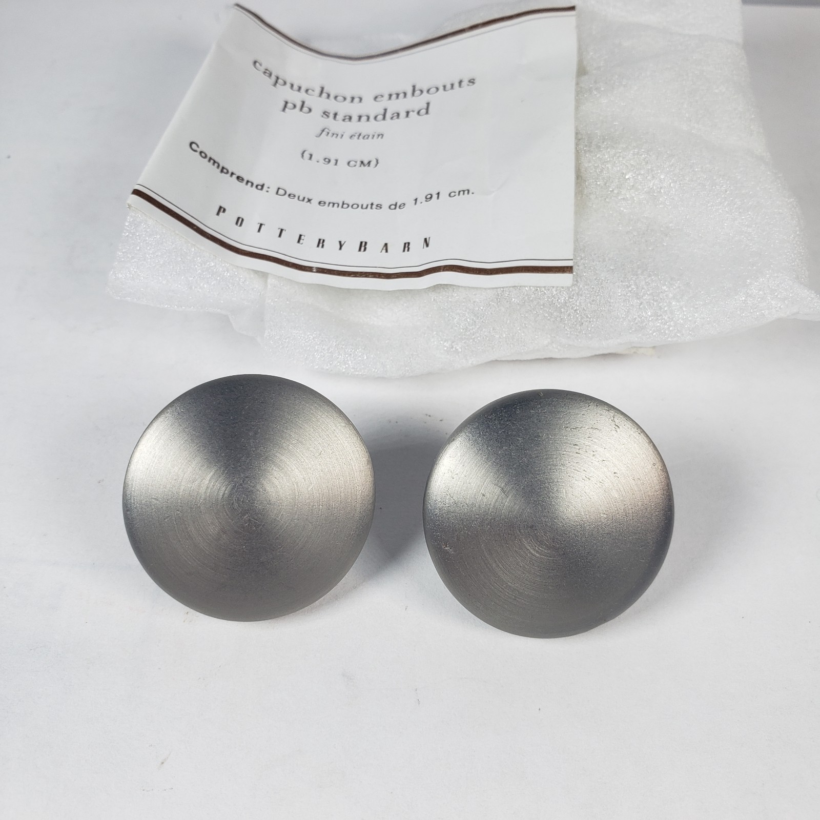 Pottery Barn Standard Endcap Finial – Set Of 2 – Pewter Finish – .75 Inches