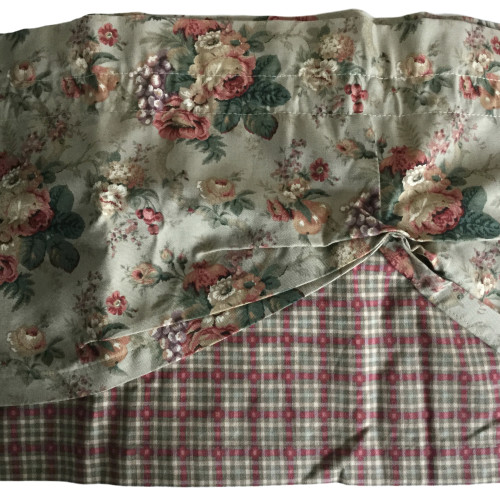 Vintage 90s Window Valance Plaid Floral Earth Tone Curtain Treatment 56in Wide