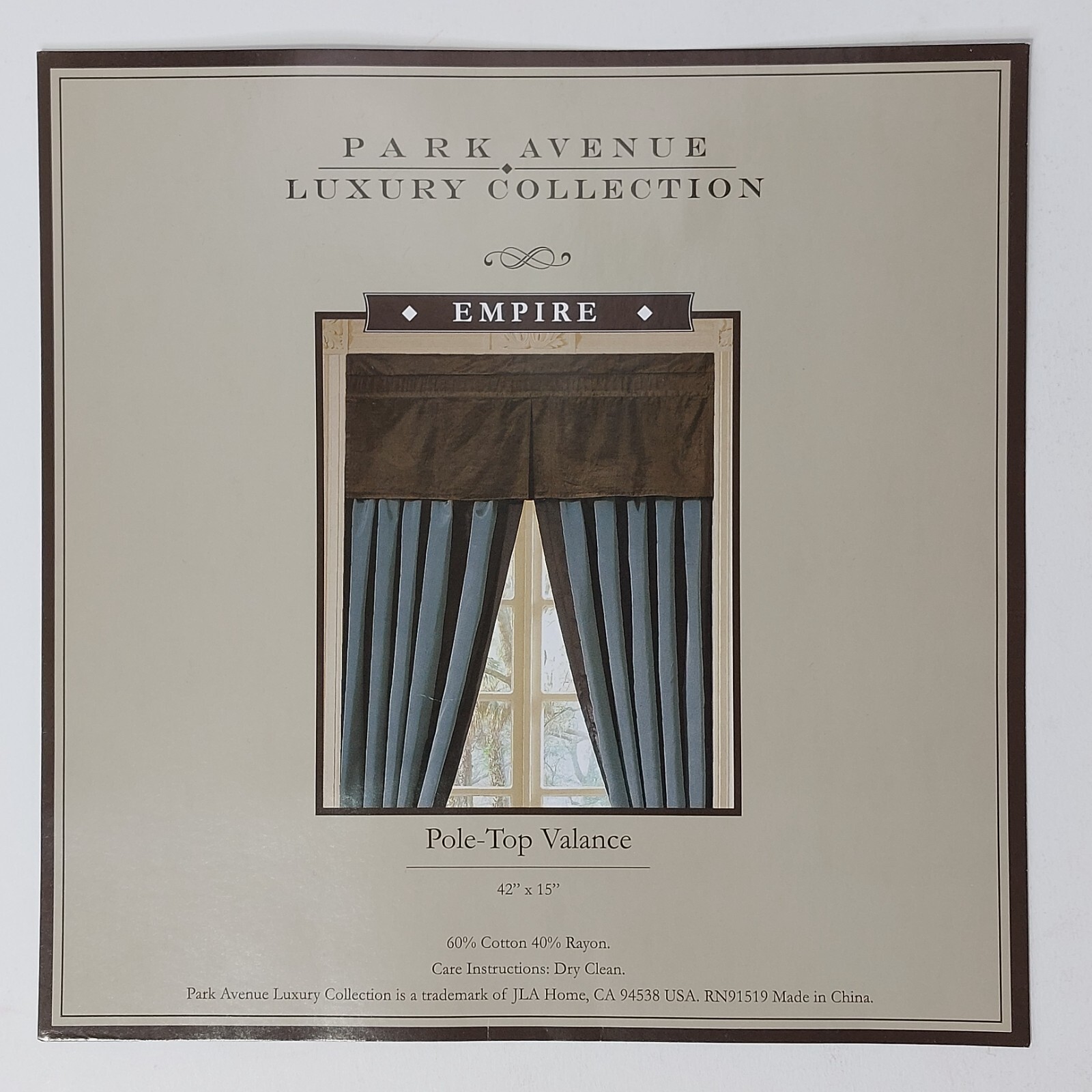 Park Avenue Luxury Collection Valance EMPIRE Pole Top Window 42×15 Brown NOS