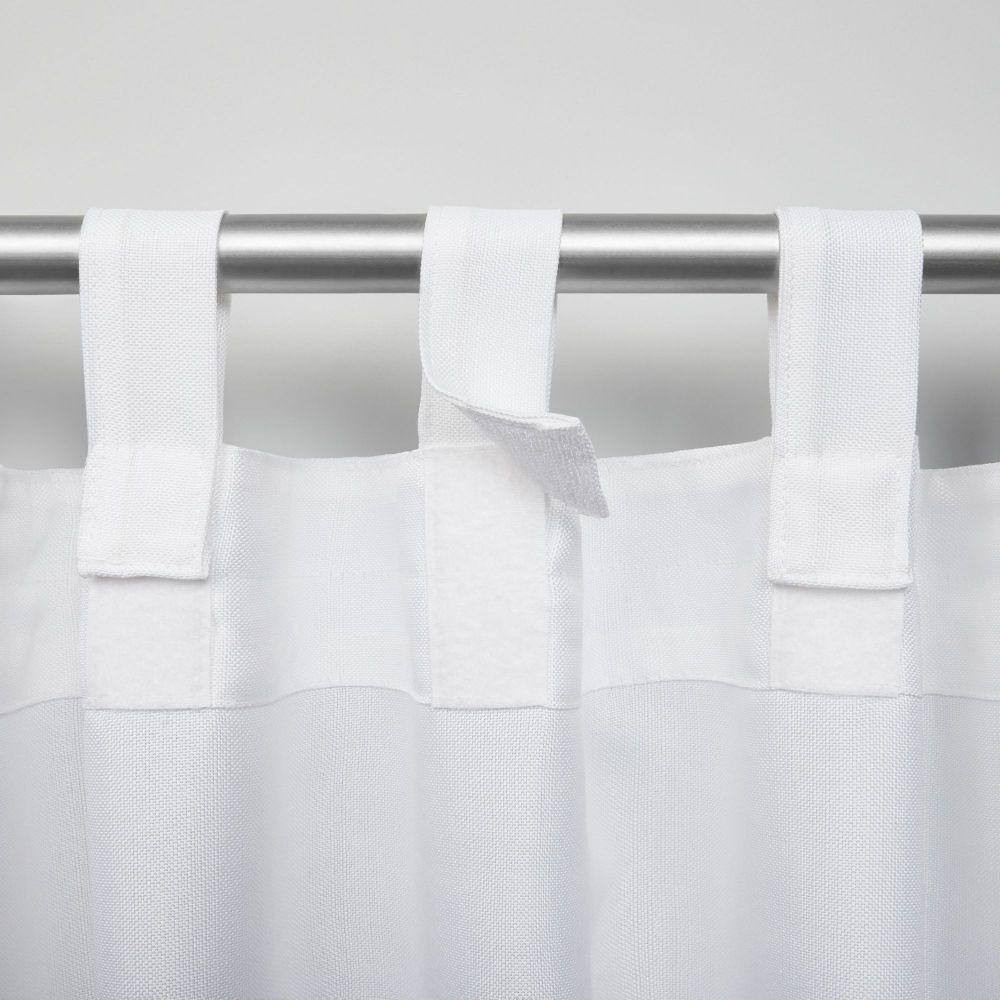 Biscayne White Solid Light Filtering Hook-And-Loop Tab Indoor/Outdoor Curtain, 5