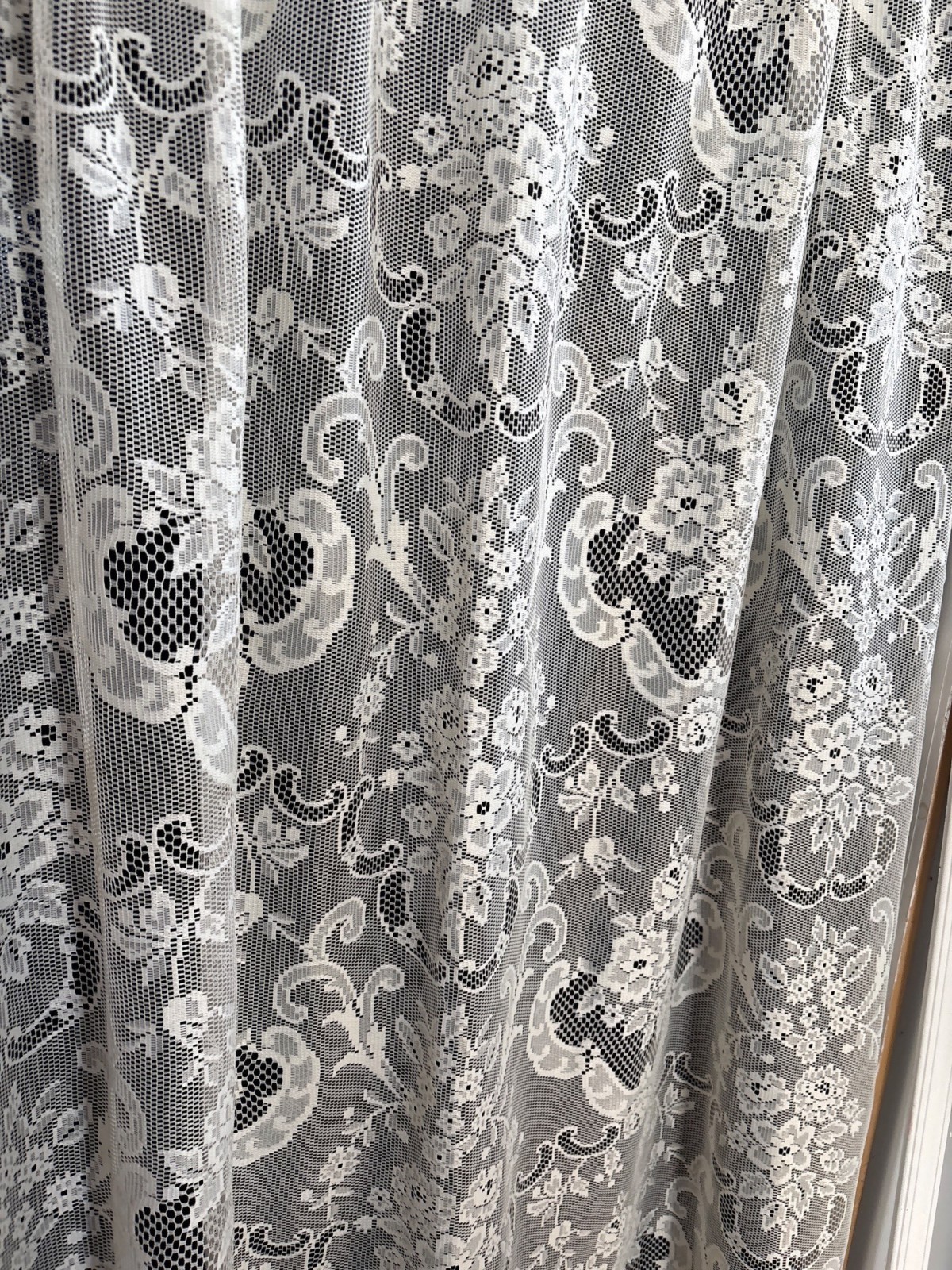Lace Curtain Panel Floral Design Cream 58″W x 62″L Window Drapery Elegant