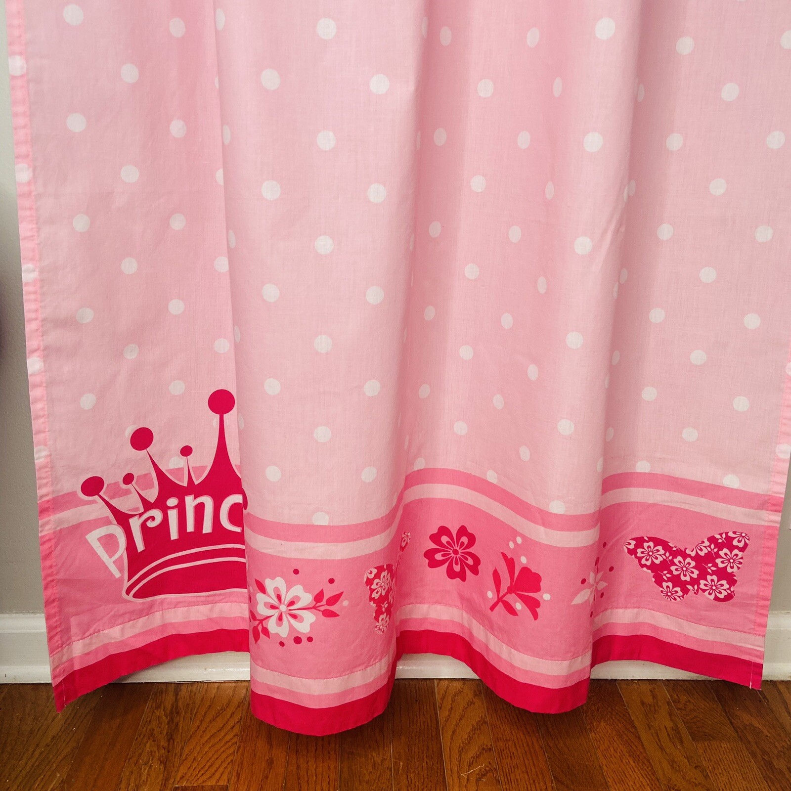 American Kids Collection 2 Window Panels Pink Polka Dot Princess Hibiscus Floral