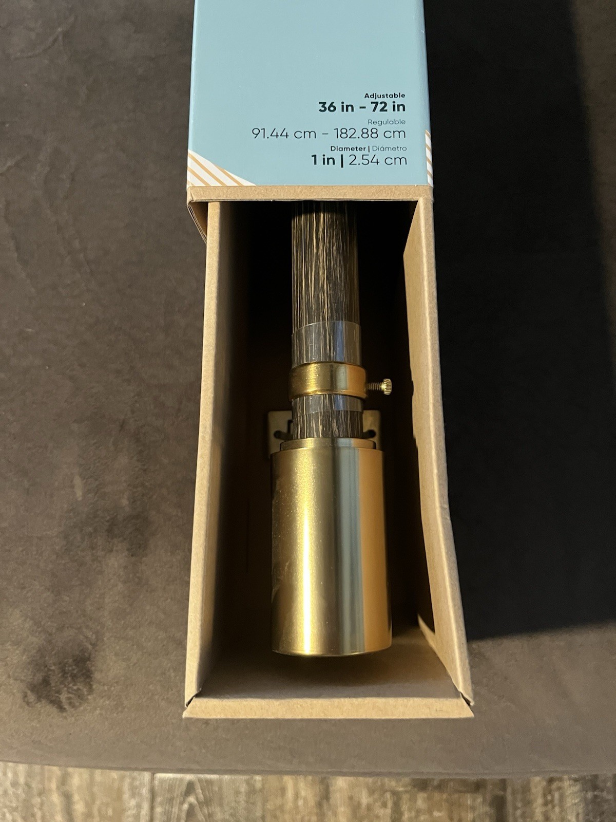Origin 21 Adjustable Drapery Rod Set 36in-72in Gold And Wood grain Curtain Rod.
