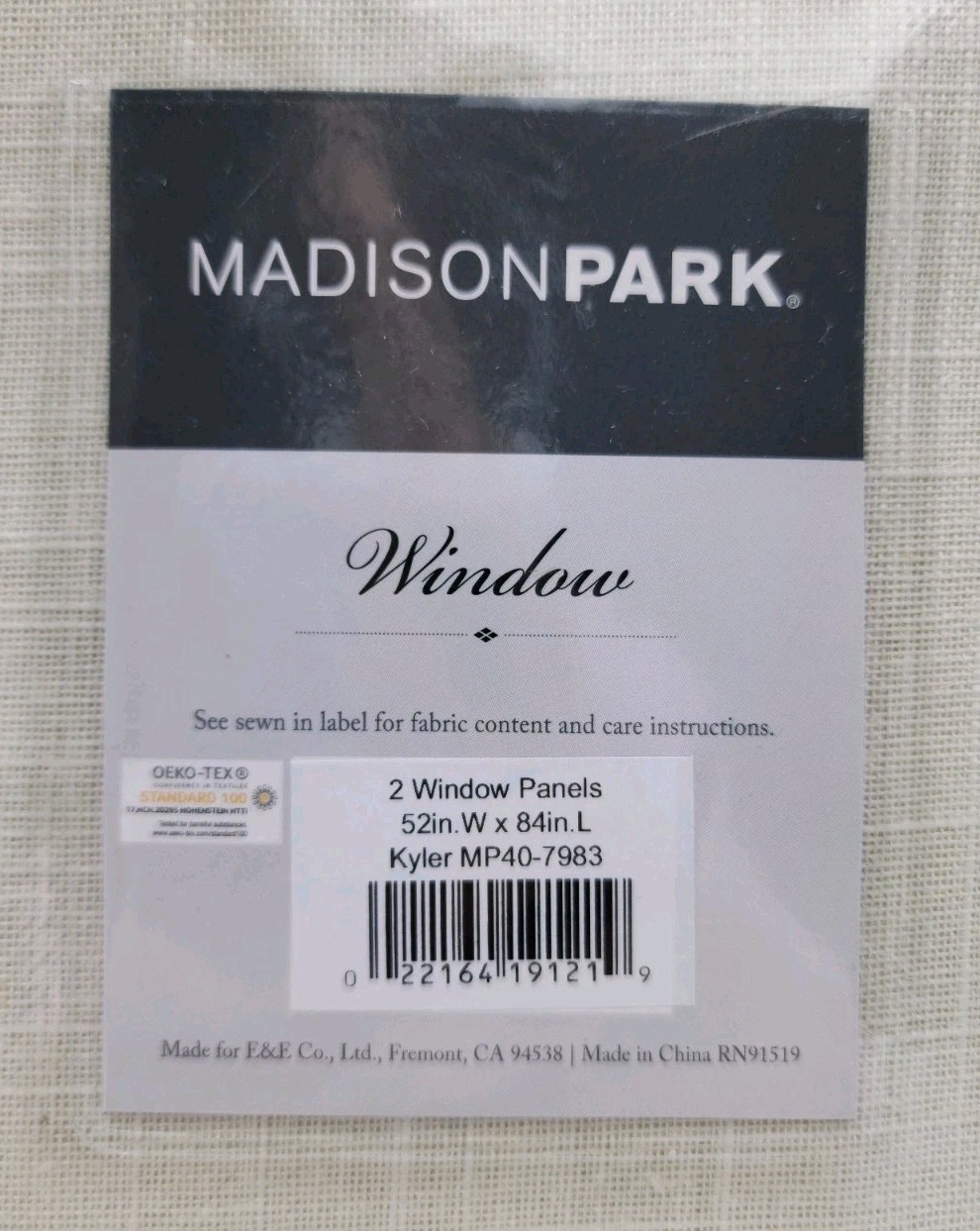 Madison Park Linen Blend Light Filtering 2 Window Panels 52x84in Kyler MP40-7983