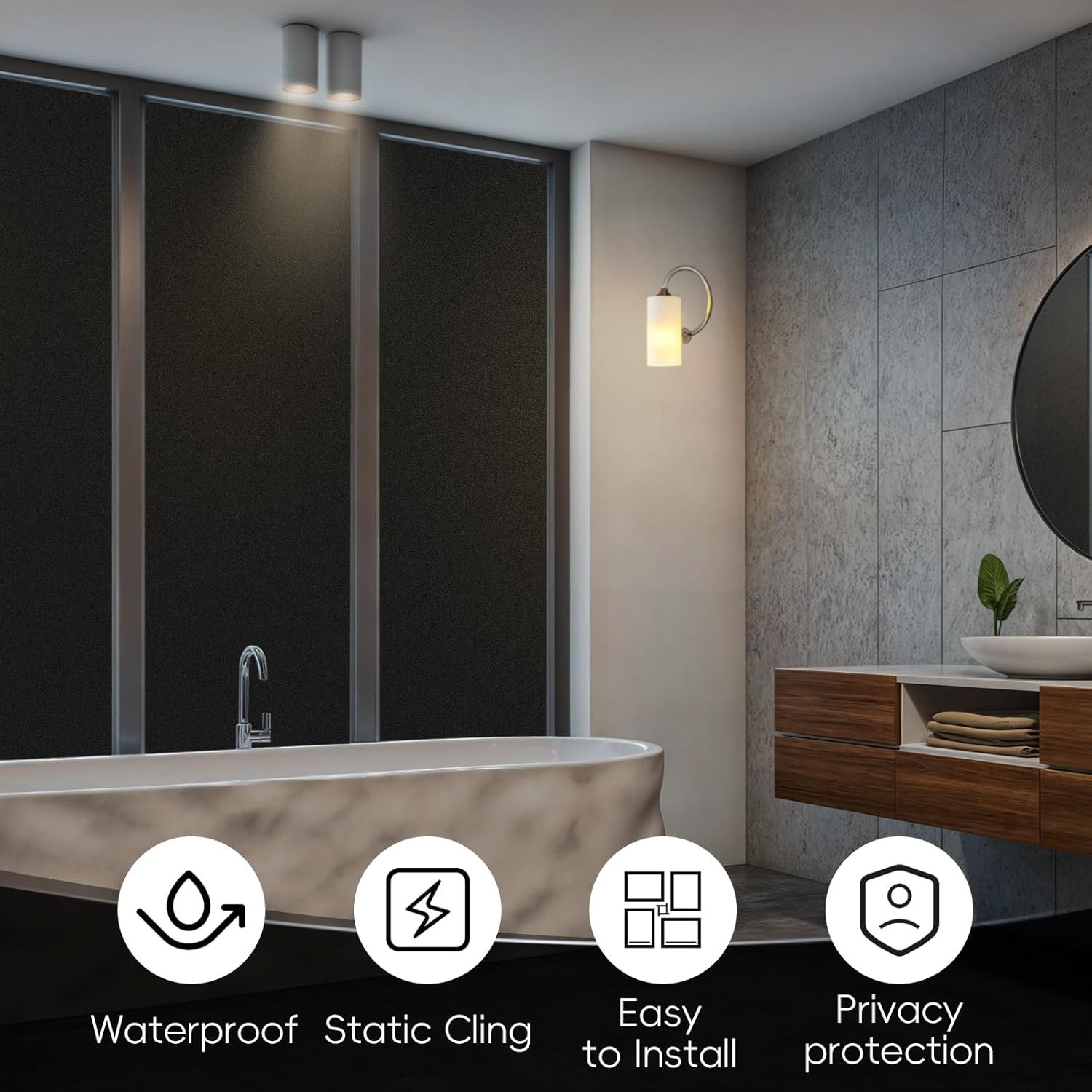 Elegant Blackout Window Tint – 100% Privacy Film for Home & Office 11.8x47in