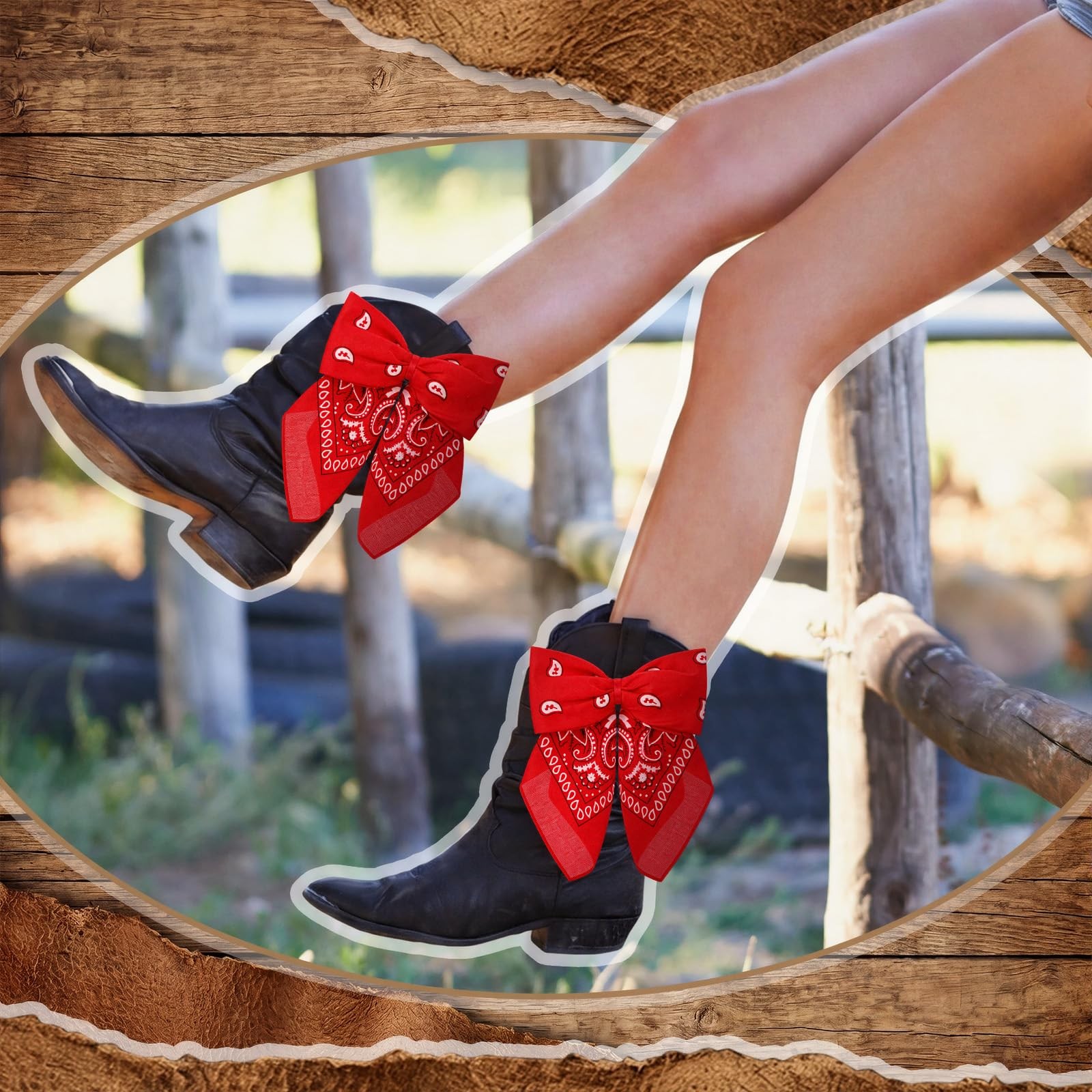 8 Pcs Cowboy Boot Bow Multicolor Martin Paisley Bandana Bows Metal Keychain B…